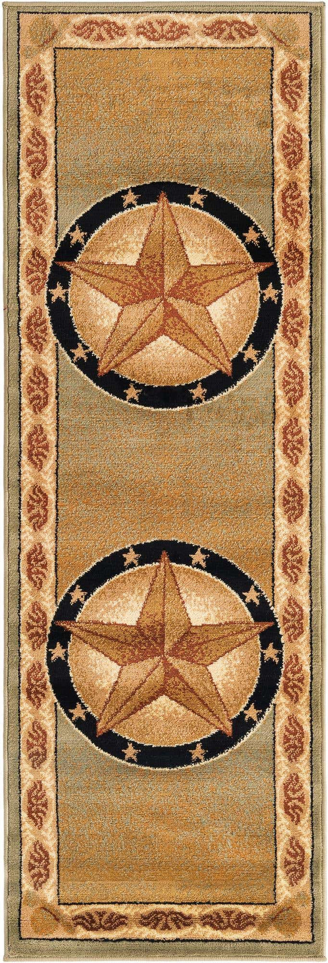 Green 2' x 6' 1 Pioneer Runner Area Rug Classic Southwestern Motif Durable Stain Resistant Easy Clean Carpet for Traditional Interior Decor for Sale at Rug Engine
