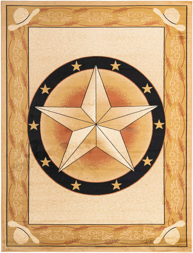 Ivory Brown 9' x 12' Pioneer Rectangle Area Rug