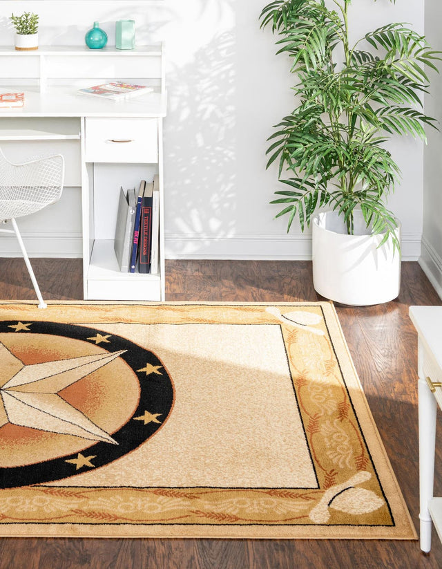 Ivory Brown 4' 1 x 6' 1 Pioneer Rectangle Area Rug