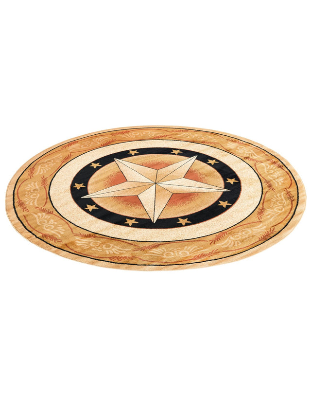 Ivory Brown 7' 10 x 7' 10 Pioneer Round Area Rug