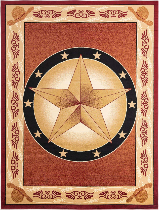 Red 9' x 12' Pioneer Rectangle Area Rug Classic Southwestern Motif Durable Stain Resistant Easy Clean Carpet for Traditional Interior Decor for Sale at Rug Engine