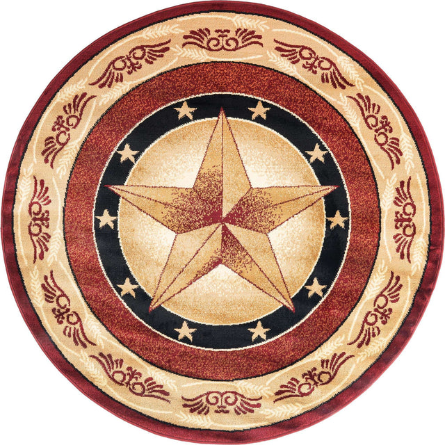 Red 5' 3 x 5' 3 Pioneer Round Area Rug