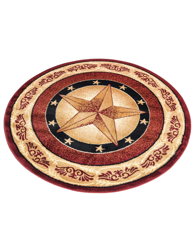 Red 4' 1 x 4' 1 Pioneer Round Area Rug