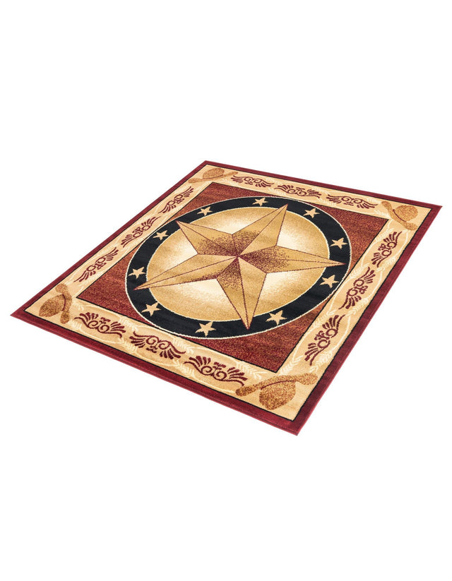 Red 5' 3 x 5' 3 Pioneer Square Area Rug