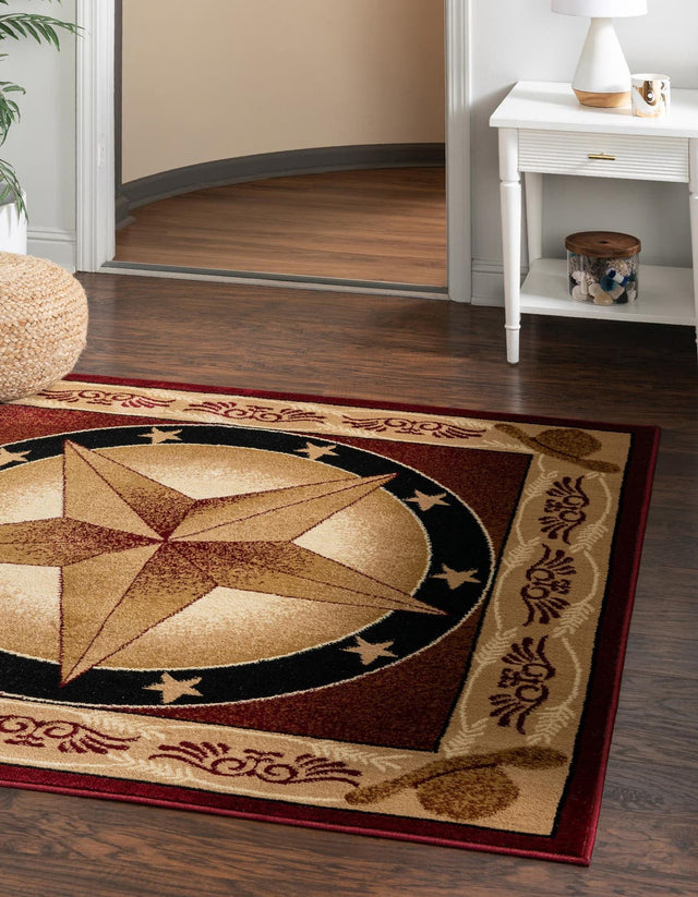 Red 5' 3 x 5' 3 Pioneer Square Area Rug