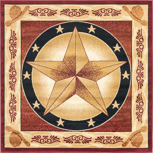 Red 5' 3 x 5' 3 Pioneer Square Area Rug