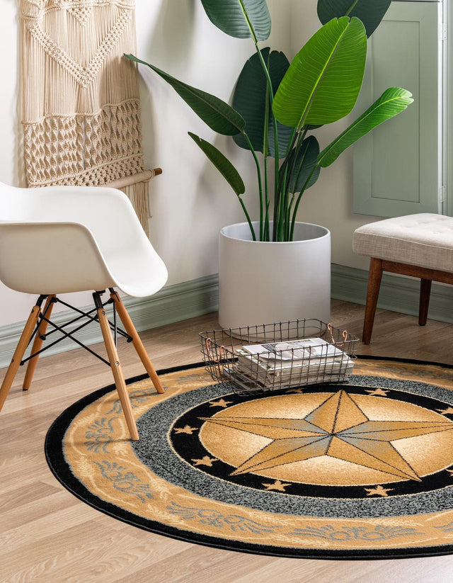 Blue 7' 10 x 7' 10 Pioneer Round Area Rug Classic Southwestern Motif Durable Stain Resistant Easy Clean Carpet for Traditional Interior Decor for Sale at Rug Engine
