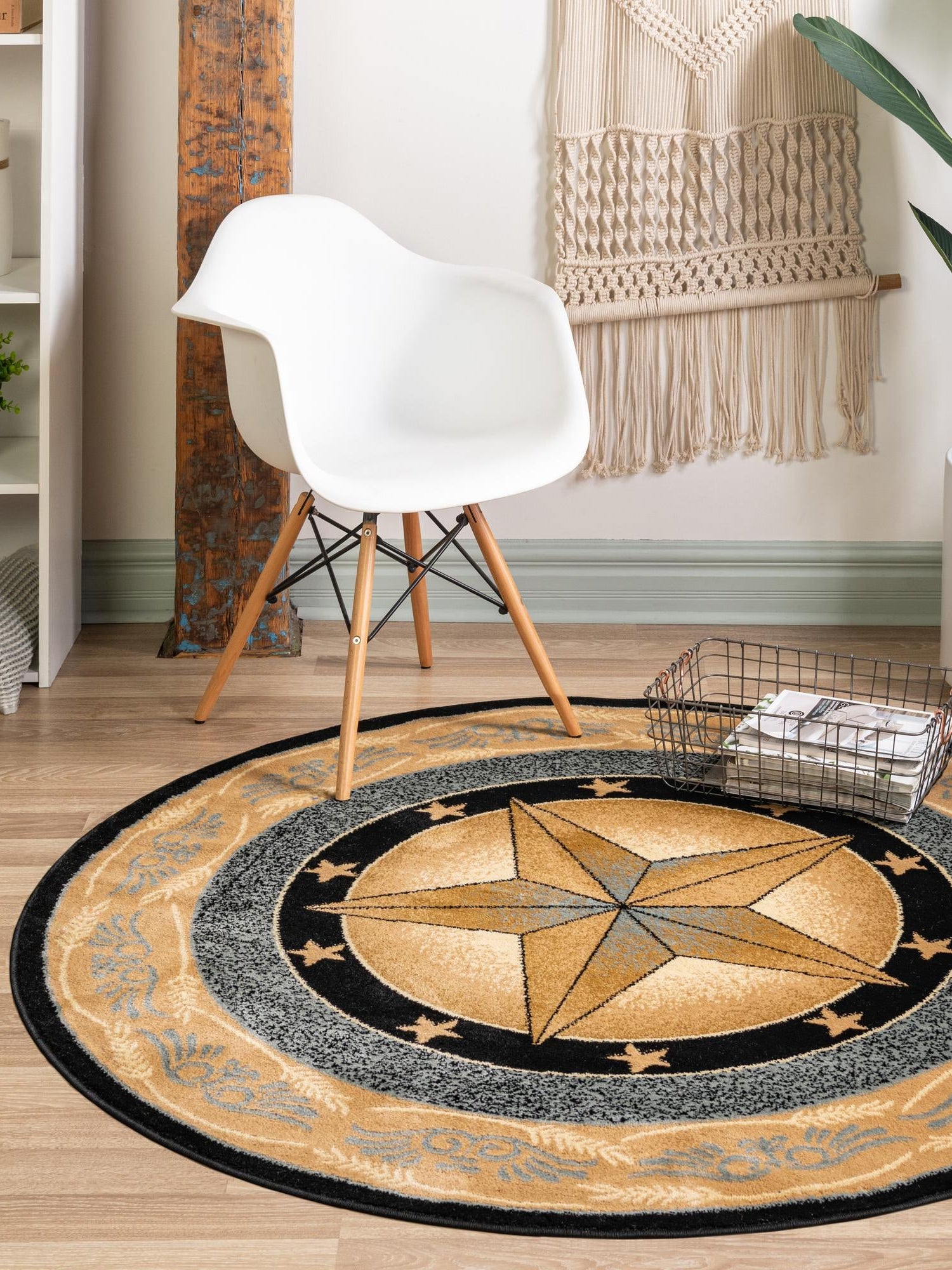 Blue 4' 1 x 4' 1 Pioneer Round Area Rug