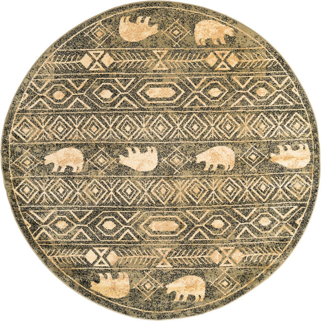 Green 7' 10 x 7' 10 Pioneer Round Area Rug