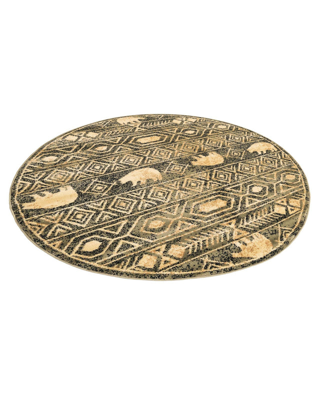 Green 5' 3 x 5' 3 Pioneer Round Area Rug Classic Southwestern Motif Durable Stain Resistant Easy Clean Carpet for Traditional Interior Decor for Sale at Rug Engine