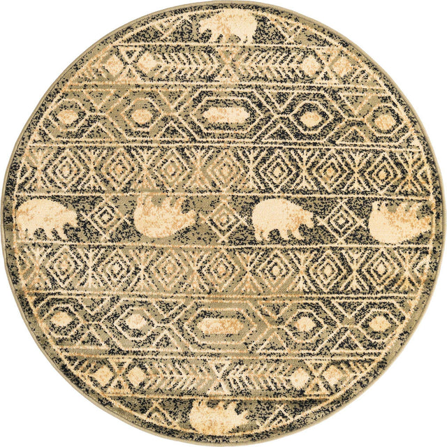 Green 4' 1 x 4' 1 Pioneer Round Area Rug Classic Southwestern Motif Durable Stain Resistant Easy Clean Carpet for Traditional Interior Decor for Sale at Rug Engine