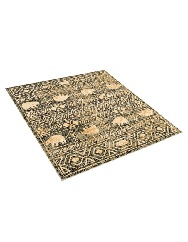 Green 5' 3 x 5' 3 Pioneer Square Area Rug Classic Southwestern Motif Durable Stain Resistant Easy Clean Carpet for Traditional Interior Decor for Sale at Rug Engine