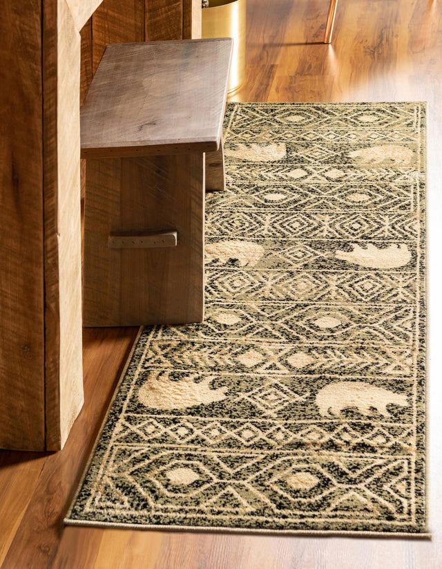 Green 2' x 8' Pioneer Runner Area Rug Classic Southwestern Motif Durable Stain Resistant Easy Clean Carpet for Traditional Interior Decor for Sale at Rug Engine