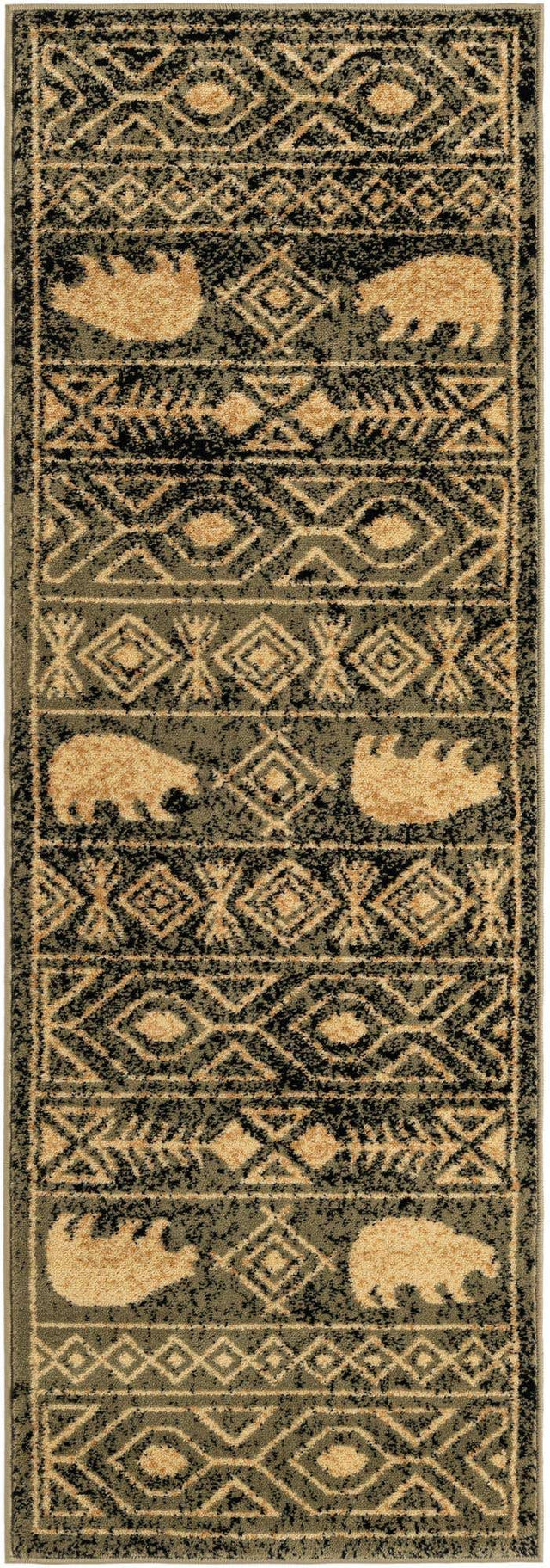 Green 2' x 6' 1 Pioneer Runner Area Rug Classic Southwestern Motif Durable Stain Resistant Easy Clean Carpet for Traditional Interior Decor for Sale at Rug Engine