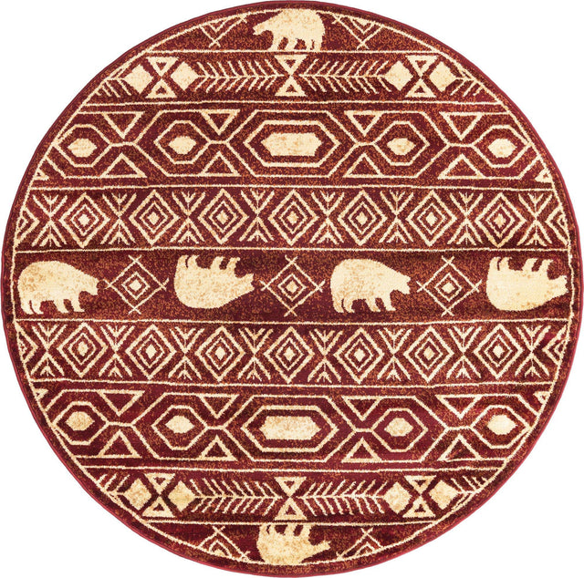 Red 7' 10 x 7' 10 Pioneer Round Area Rug