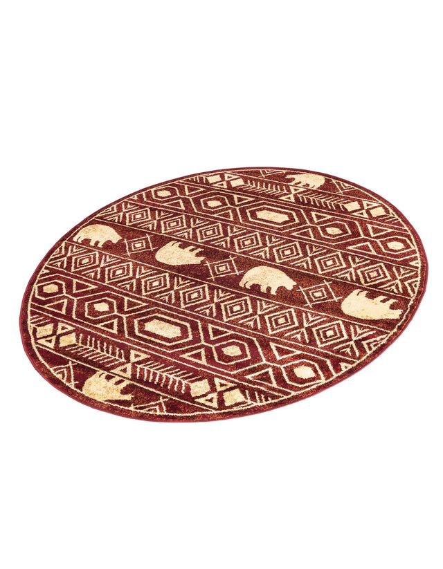 Red 5' 3 x 5' 3 Pioneer Round Area Rug