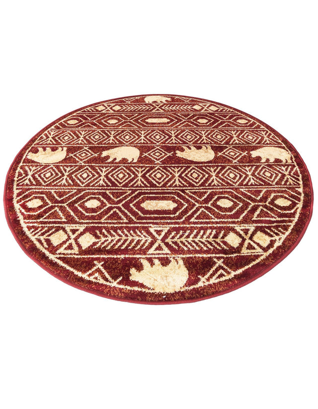 Red 4' 1 x 4' 1 Pioneer Round Area Rug