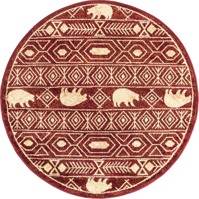 Red 4' 1 x 4' 1 Pioneer Round Area Rug