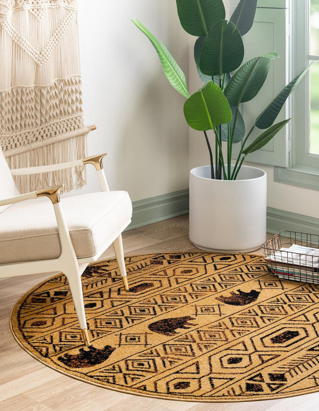 Cedar 7' 10 x 7' 10 Pioneer Round Area Rug Classic Southwestern Motif Durable Stain Resistant Easy Clean Carpet for Traditional Interior Decor for Sale at Rug Engine
