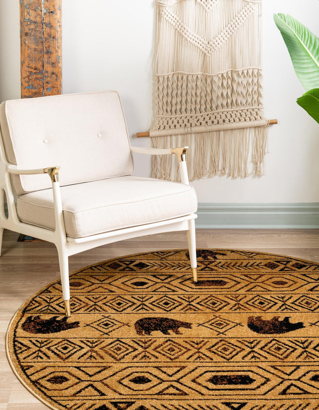 Cedar 7' 10 x 7' 10 Pioneer Round Area Rug Classic Southwestern Motif Durable Stain Resistant Easy Clean Carpet for Traditional Interior Decor for Sale at Rug Engine