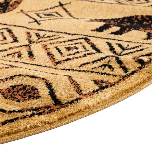 Cedar 4' 1 x 4' 1 Pioneer Round Area Rug Classic Southwestern Motif Durable Stain Resistant Easy Clean Carpet for Traditional Interior Decor for Sale at Rug Engine