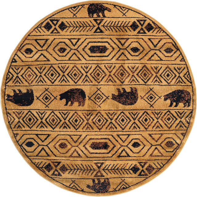 Cedar 5' 3 x 5' 3 Pioneer Round Area Rug Classic Southwestern Motif Durable Stain Resistant Easy Clean Carpet for Traditional Interior Decor for Sale at Rug Engine