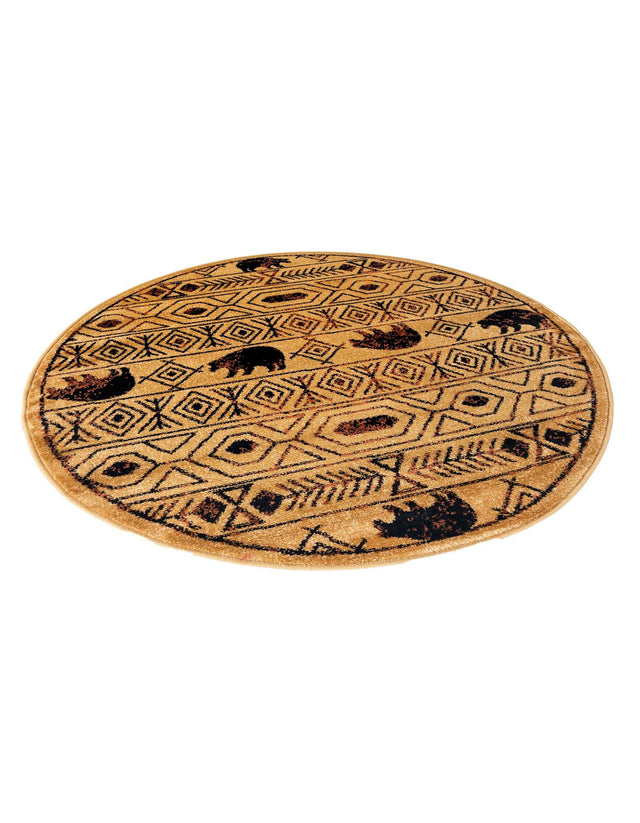 Cedar 4' 1 x 4' 1 Pioneer Round Area Rug Classic Southwestern Motif Durable Stain Resistant Easy Clean Carpet for Traditional Interior Decor for Sale at Rug Engine