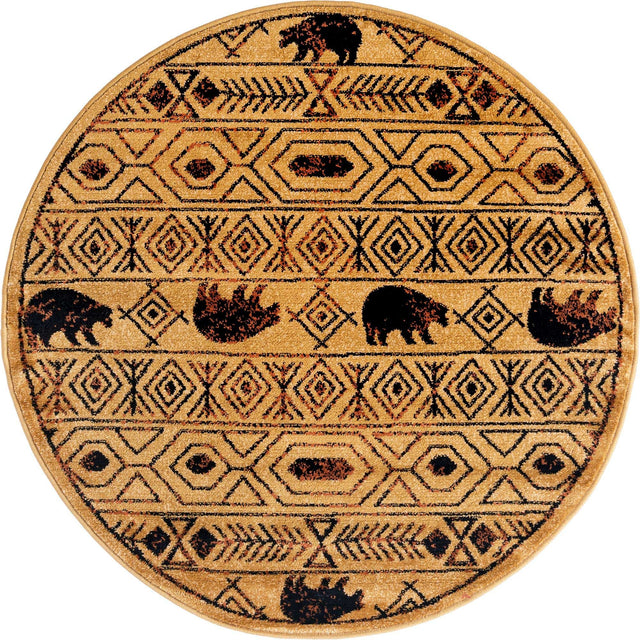 Cedar 4' 1 x 4' 1 Pioneer Round Area Rug Classic Southwestern Motif Durable Stain Resistant Easy Clean Carpet for Traditional Interior Decor for Sale at Rug Engine