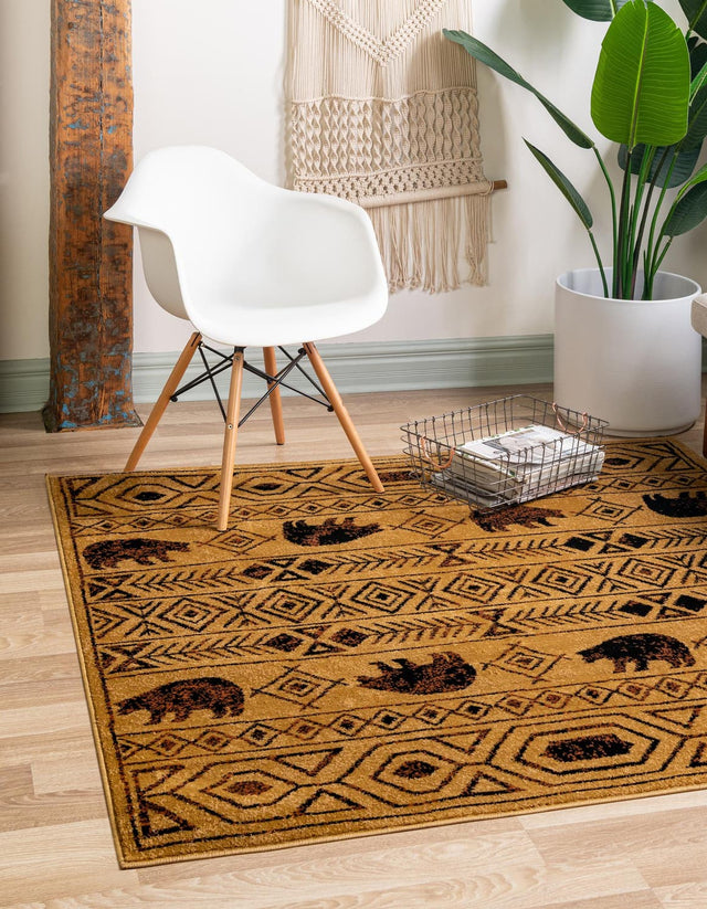 Cedar 5' 3 x 5' 3 Pioneer Square Area Rug Classic Southwestern Motif Durable Stain Resistant Easy Clean Carpet for Traditional Interior Decor for Sale at Rug Engine