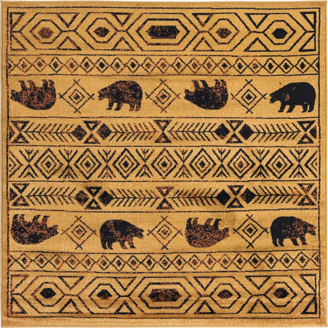Cedar 5' 3 x 5' 3 Pioneer Square Area Rug Classic Southwestern Motif Durable Stain Resistant Easy Clean Carpet for Traditional Interior Decor for Sale at Rug Engine