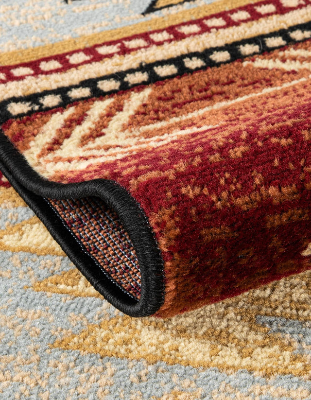 Red 7' 10 x 7' 10 Pioneer Square Area Rug Classic Southwestern Motif Durable Stain Resistant Easy Clean Carpet for Traditional Interior Decor for Sale at Rug Engine