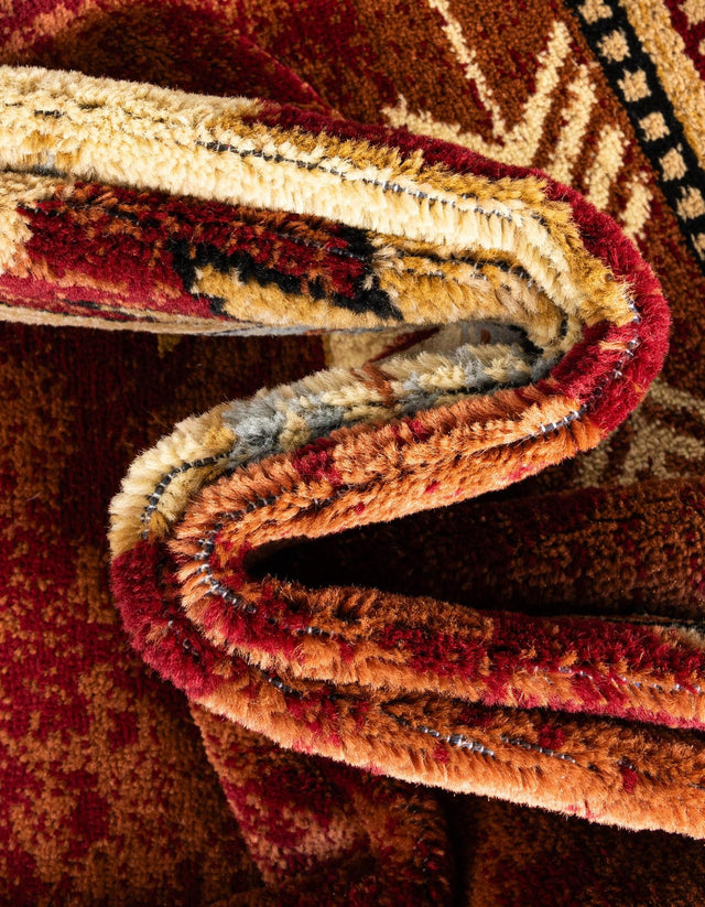 Red 7' 10 x 7' 10 Pioneer Square Area Rug Classic Southwestern Motif Durable Stain Resistant Easy Clean Carpet for Traditional Interior Decor for Sale at Rug Engine