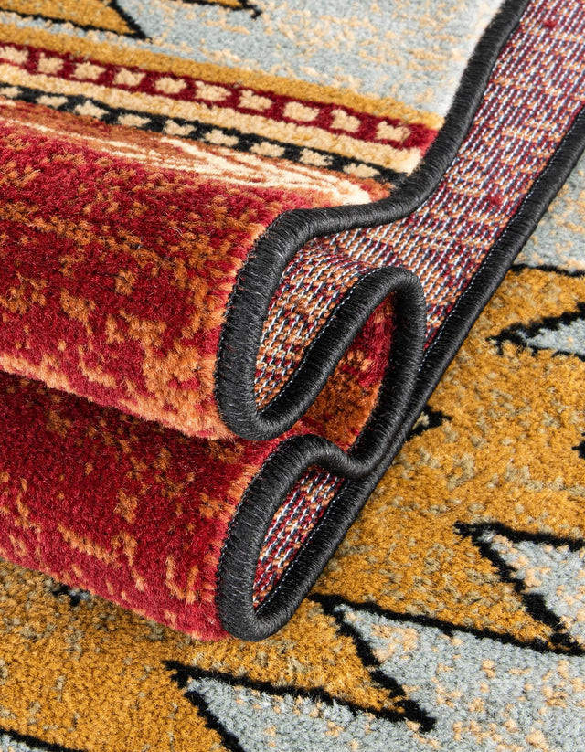 Red 7' 10 x 7' 10 Pioneer Square Area Rug Classic Southwestern Motif Durable Stain Resistant Easy Clean Carpet for Traditional Interior Decor for Sale at Rug Engine