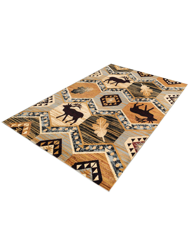 Blue 6' 1 x 9' Pioneer Rectangle Area Rug Classic Southwestern Motif Durable Stain Resistant Easy Clean Carpet for Traditional Interior Decor for Sale at Rug Engine