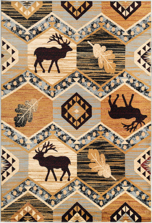 Blue 6' 1 x 9' Pioneer Rectangle Area Rug Classic Southwestern Motif Durable Stain Resistant Easy Clean Carpet for Traditional Interior Decor for Sale at Rug Engine