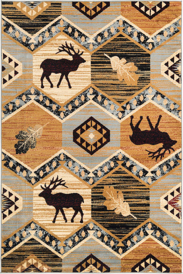Blue 5' 3 x 8' Pioneer Rectangle Area Rug Classic Southwestern Motif Durable Stain Resistant Easy Clean Carpet for Traditional Interior Decor for Sale at Rug Engine