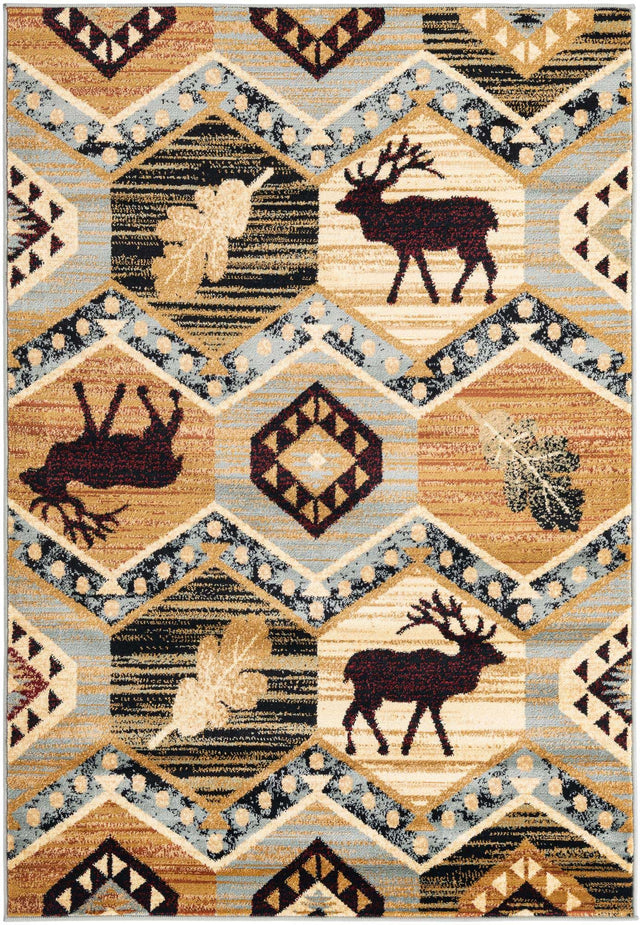 Blue 4' 1 x 6' 1 Pioneer Rectangle Area Rug Classic Southwestern Motif Durable Stain Resistant Easy Clean Carpet for Traditional Interior Decor for Sale at Rug Engine