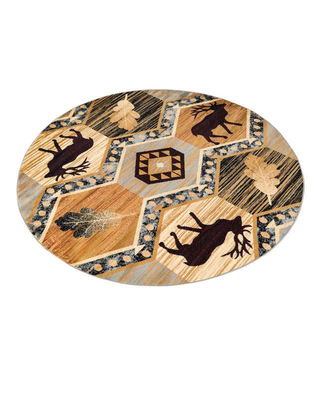 Blue 7' 10 x 7' 10 Pioneer Round Area Rug Classic Southwestern Motif Durable Stain Resistant Easy Clean Carpet for Traditional Interior Decor for Sale at Rug Engine