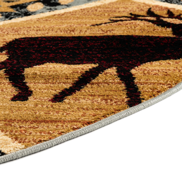 Blue 5' 3 x 5' 3 Pioneer Round Area Rug Classic Southwestern Motif Durable Stain Resistant Easy Clean Carpet for Traditional Interior Decor for Sale at Rug Engine