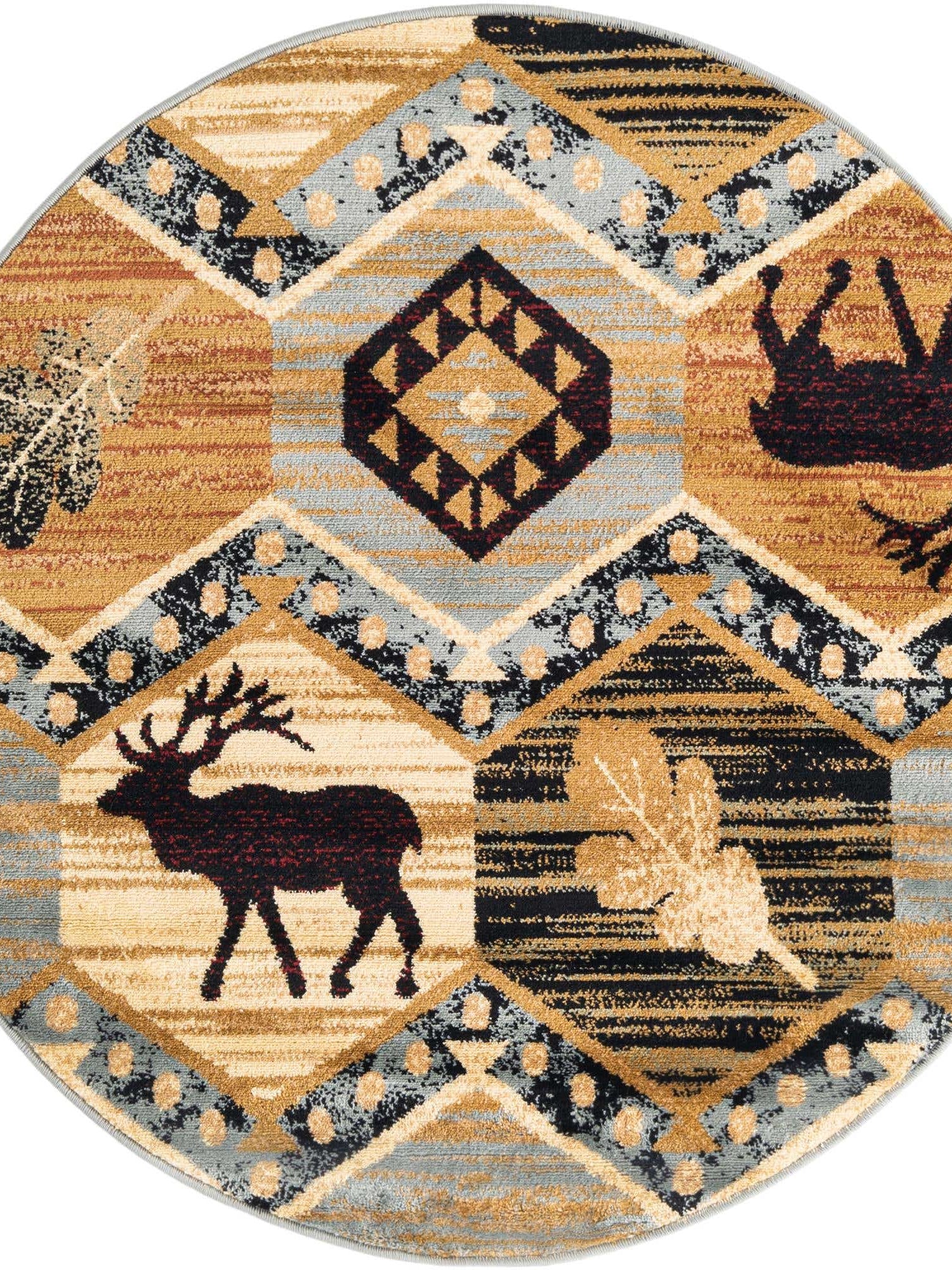 Blue 4' 1 x 4' 1 Pioneer Round Area Rug