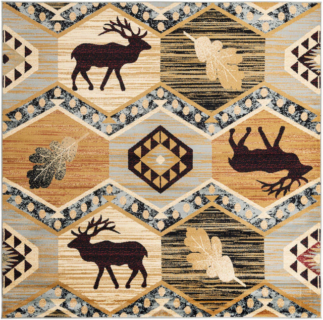 Blue 7' 10 x 7' 10 Pioneer Square Area Rug Classic Southwestern Motif Durable Stain Resistant Easy Clean Carpet for Traditional Interior Decor for Sale at Rug Engine