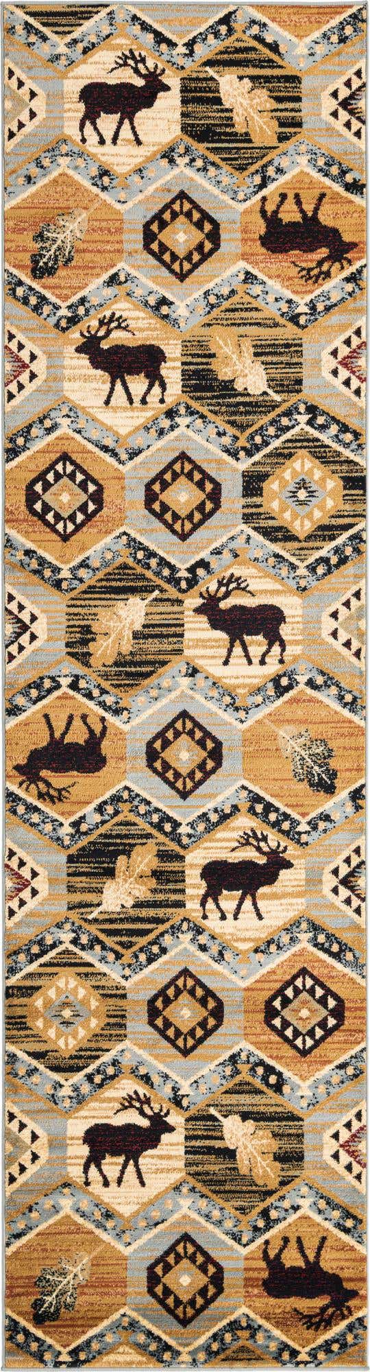 Blue 2' 11 x 12' Pioneer Runner Area Rug Classic Southwestern Motif Durable Stain Resistant Easy Clean Carpet for Traditional Interior Decor for Sale at Rug Engine