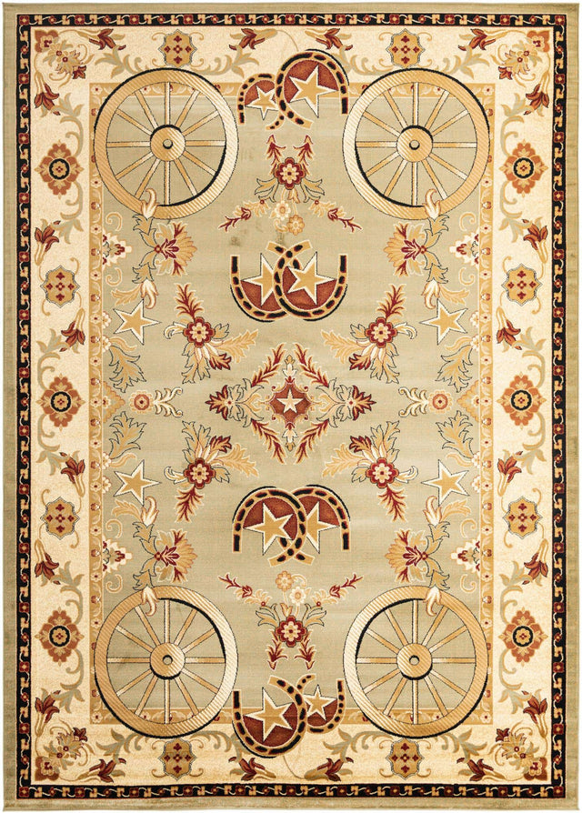 Green 10' x 14' 1 Pioneer Rectangle Area Rug Classic Southwestern Motif Durable Stain Resistant Easy Clean Carpet for Traditional Interior Decor for Sale at Rug Engine