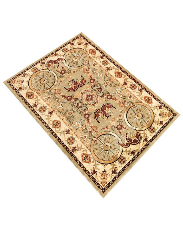 Green 5' 3 x 8' Pioneer Rectangle Area Rug Classic Southwestern Motif Durable Stain Resistant Easy Clean Carpet for Traditional Interior Decor for Sale at Rug Engine