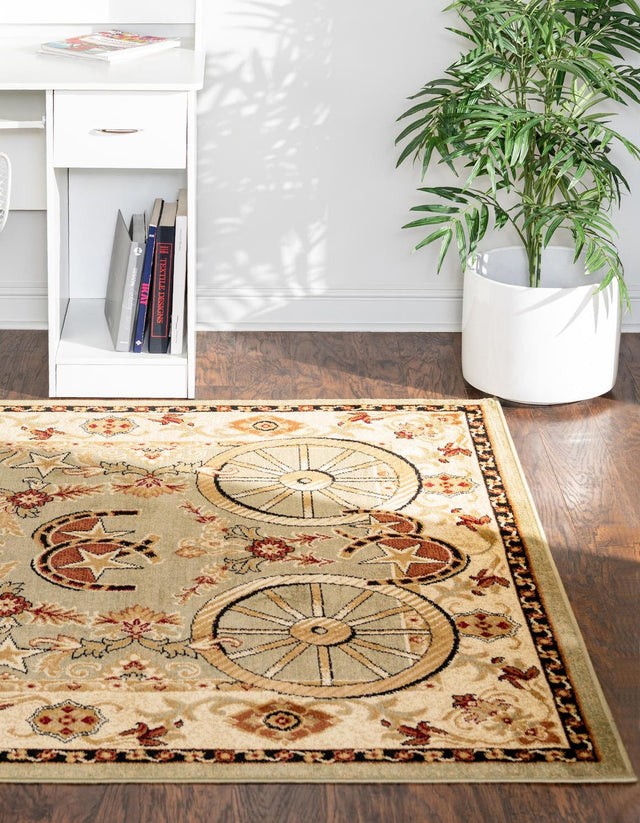 Green 10' x 14' 1 Pioneer Rectangle Area Rug Classic Southwestern Motif Durable Stain Resistant Easy Clean Carpet for Traditional Interior Decor for Sale at Rug Engine