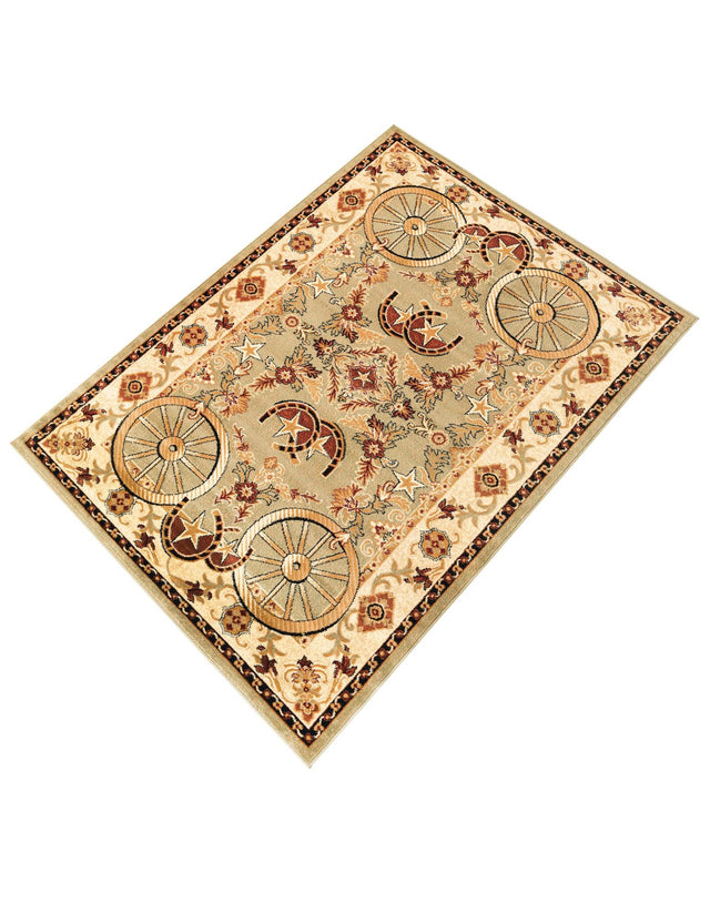 Green 5' 3 x 8' Pioneer Rectangle Area Rug Classic Southwestern Motif Durable Stain Resistant Easy Clean Carpet for Traditional Interior Decor for Sale at Rug Engine