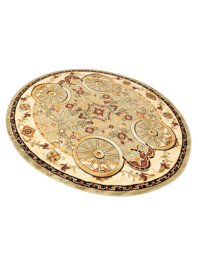 Green 7' 10 x 7' 10 Pioneer Round Area Rug Classic Southwestern Motif Durable Stain Resistant Easy Clean Carpet for Traditional Interior Decor for Sale at Rug Engine