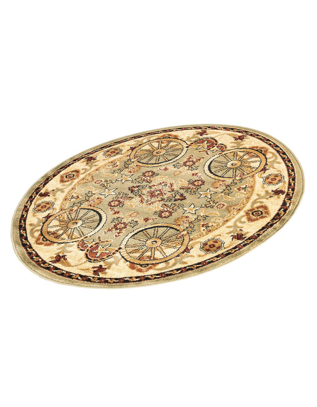 Green 4' 1 x 4' 1 Pioneer Round Area Rug Classic Southwestern Motif Durable Stain Resistant Easy Clean Carpet for Traditional Interior Decor for Sale at Rug Engine