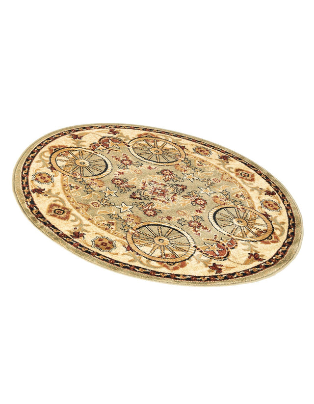 Green 4' 1 x 4' 1 Pioneer Round Area Rug Classic Southwestern Motif Durable Stain Resistant Easy Clean Carpet for Traditional Interior Decor for Sale at Rug Engine