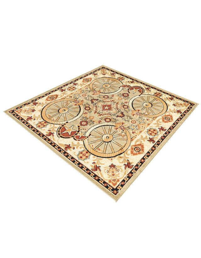 Green 5' 3 x 5' 3 Pioneer Square Area Rug Classic Southwestern Motif Durable Stain Resistant Easy Clean Carpet for Traditional Interior Decor for Sale at Rug Engine